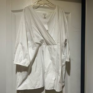 White motherhood maternity faux wrap shirt, NWT